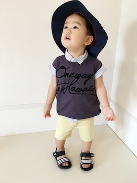「ドラフトCO」｜めー♛︎nikka♛︎shiroさん（キッズ・80cm）の夏コーディネート