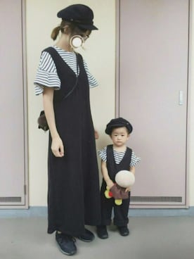 「kids」｜「アイテム（つなぎ/オールインワン）」を使った、めー♛︎nikka♛︎shiroさん（レディース・157cm）の秋コーディネート