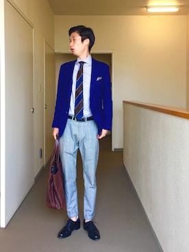 「アイテム（ハンカチ/ハンドタオル、ブラウン系）」を使った、OK.Aさん（メンズ・176cm）の夏コーディネート