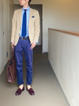 「Daniel & Bob（ダニエル&ボブ）のアイテム（トートバッグ）」を使った、OK.Aさん（メンズ・176cm）の夏コーディネート