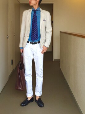 「Daniel & Bob（ダニエル&ボブ）のアイテム（トートバッグ）」を使った、OK.Aさん（メンズ・176cm）の夏コーディネート