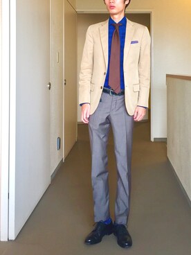 「FRANCO BASSI（フランコバッシ）のアイテム（財布/小物）」を使った、OK.Aさん（メンズ・176cm）の秋コーディネート
