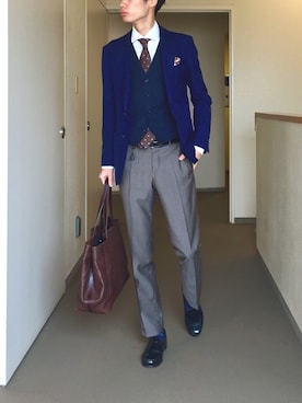 「Daniel & Bob（ダニエル&ボブ）のアイテム（トートバッグ）」を使った、OK.Aさん（メンズ・176cm）の秋コーディネート