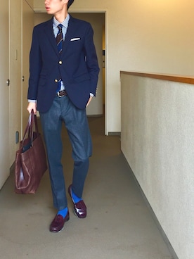 「Daniel & Bob（ダニエル&ボブ）のアイテム（トートバッグ）」を使った、OK.Aさん（メンズ・176cm）の秋コーディネート