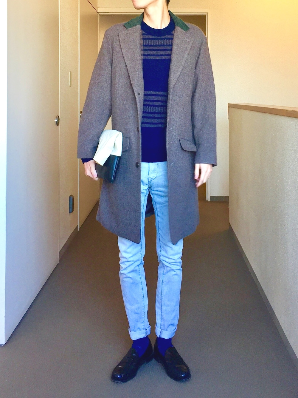 LUKER BY NEIGHBORHOODのチェスターコートを使った人気ファッション