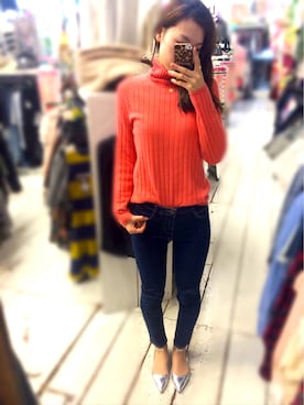 「ピンクニット」｜Rioさん（レディース・168cm）の冬コーディネート