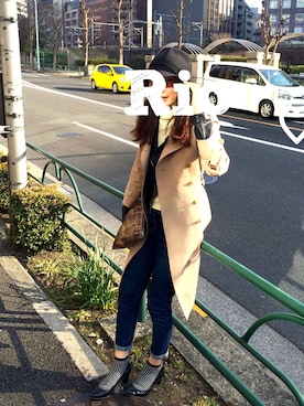 「ZARA BASIC（ザラベーシック）のアイテム（ライダースジャケット）」を使った、Rioさん（レディース・168cm）の冬コーディネート