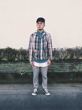 「VISVIM（ビズビム）のアイテム（キャップ）」を使った、FUNAさん（メンズ・169cm）の秋コーディネート