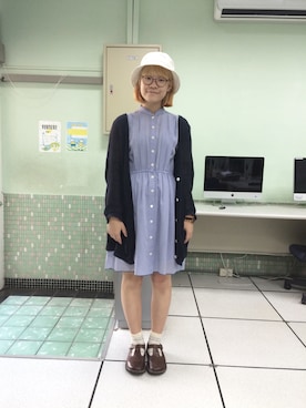 「used mix」｜「アイテム（シャツワンピース）」を使った、Gertrude Chanさん（レディース・161cm）の秋コーディネート