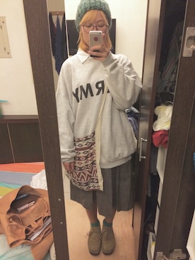 「used mix」｜「アイテム（ハンチング/ベレー帽）」を使った、Gertrude Chanさん（レディース・161cm）の冬コーディネート
