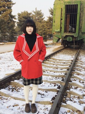 「happy new year」｜软绵绵肉滚滚さん（レディース・163cm）の冬コーディネート