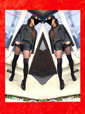 「RAY CASSIN（レイカズン）のアイテム（ライダースジャケット）」を使った、ともか.fさん（レディース・162cm）の春コーディネート