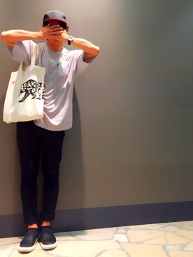 「ADAM ET ROPE'（アダムエロペ）のアイテム（キャップ）」を使った、SHIN-1LOWさん（メンズ・175cm）の夏コーディネート