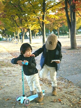 「5歳」｜「アイテム（ダウンベスト）」を使った、レンゴさん（キッズ・90cm）の秋コーディネート