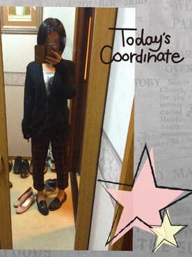 「Jornal Reportのアイテム（テーラードジャケット、ブラック系）」を使った、御羽瑠さん（レディース・159cm）の秋コーディネート