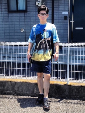 「膝上ショーツ」｜「アイテム（アクセサリー）」を使った、SHOOHSさん（メンズ・166cm）の夏コーディネート