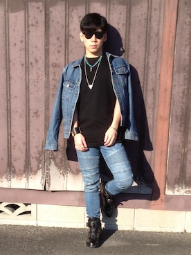 「HERMES」｜「アイテム（デニムジャケット）」を使った、SHOOHSさん（メンズ・166cm）の秋コーディネート