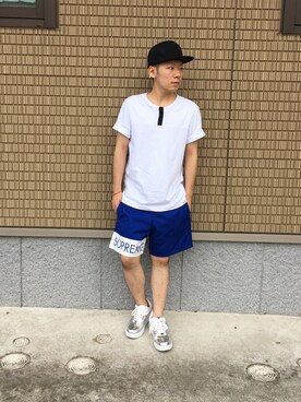 「MYne（マイン）のアイテム（シューズ）」を使った、SHOOHSさん（メンズ・166cm）の夏コーディネート