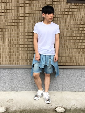 「MYne（マイン）のアイテム（シューズ）」を使った、SHOOHSさん（メンズ・166cm）の夏コーディネート