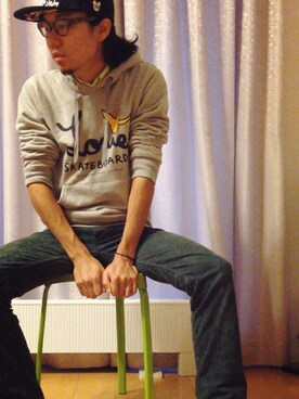 「HERE'S（HERE'S）のアイテム（パンツ）」を使った、マジシャン もやしくんさん（メンズ・173cm）の秋コーディネート