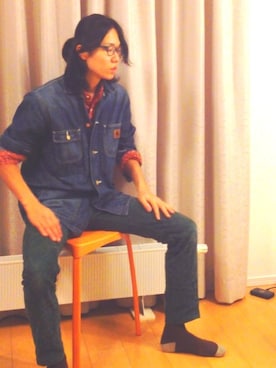 「HERE'S（HERE'S）のアイテム（パンツ）」を使った、マジシャン もやしくんさん（メンズ・173cm）の秋コーディネート