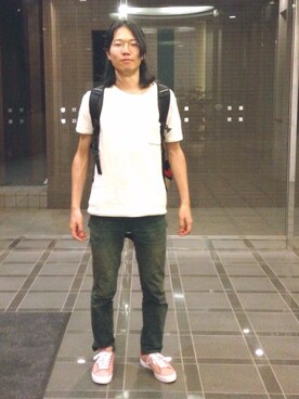 「HERE'S（HERE'S）のアイテム（パンツ）」を使った、マジシャン もやしくんさん（メンズ・173cm）の夏コーディネート