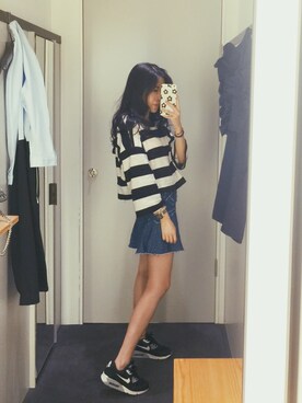 「MONKI（モンキ）のアイテム（パーカー）」を使った、阿免啊免さん（レディース・162cm）の夏コーディネート