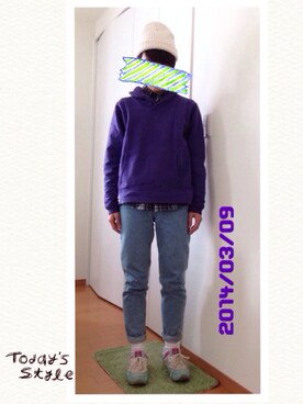 「CHUMS（チャムス）のアイテム（スウェット）」を使った、mizootさん（レディース・157cm）の春コーディネート
