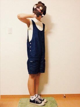 「DIESEL（ディーゼル）のアイテム（サロペット/オーバーオール）」を使った、mizootさん（レディース・157cm）の夏コーディネート