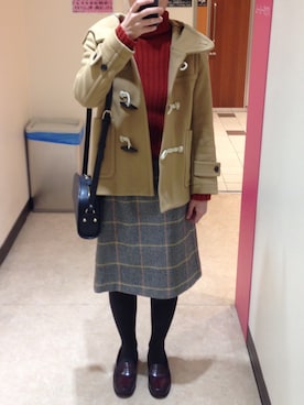 「MACPHEE（マカフィー）のアイテム（ピーコート）」を使った、mizootさん（レディース・157cm）の冬コーディネート