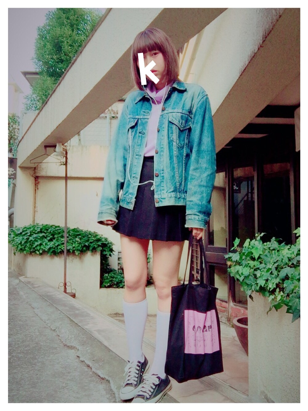 「原宿、harajuku、アメアパ、American Apparel、GU、タートルネック、プリーツスカート、used」｜「久しぶりにデルモったーのアイテム（その他、パープル系）」を使った、もふさんさん（レディース・164cm）の秋コーディネートの1枚目の写真