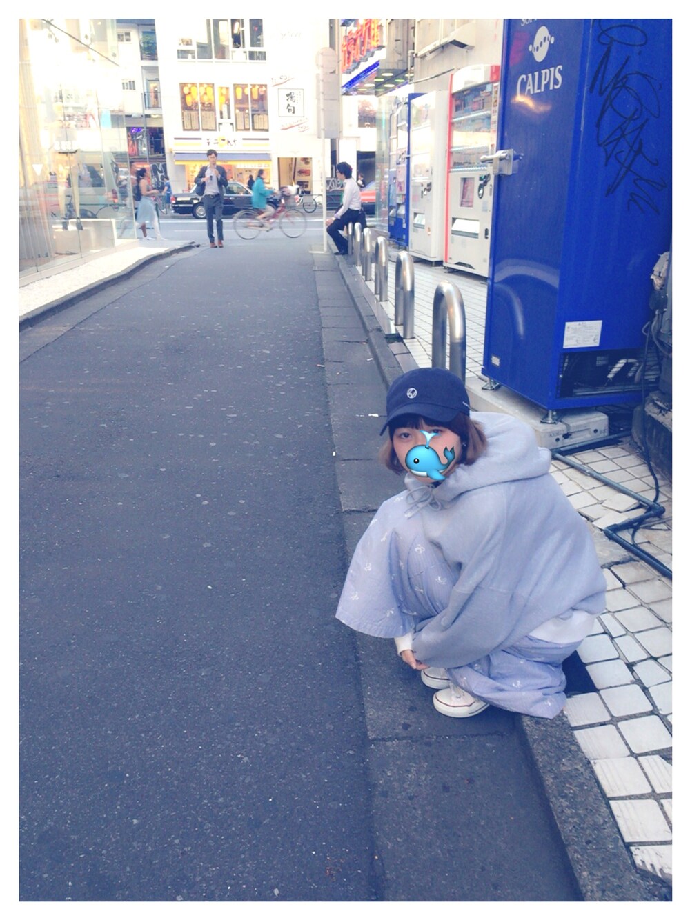 「キャップ、マイヘア、My Hair is Bad、used、ワンピース、コンバース」｜「ゆるっとなのアイテム（ワンピース、ブルー系）」を使った、もふさんさん（レディース・164cm）の春コーディネートの1枚目の写真