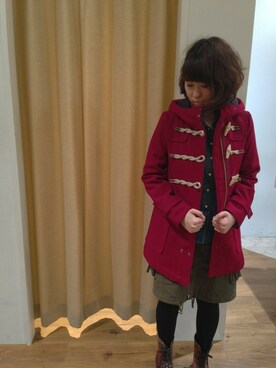 「AVIREX（アヴィレックス）のアイテム（ダッフルコート）」を使った、YUMIEさん（レディース・161cm）の冬コーディネート