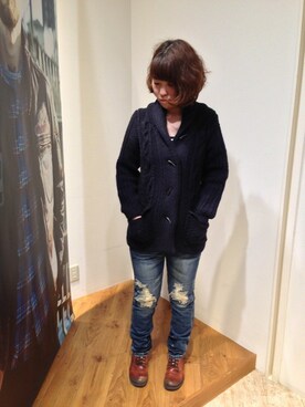 「TYPE BLUE（タイプブルー）のアイテム（パンツ）」を使った、YUMIEさん（レディース・161cm）の冬コーディネート