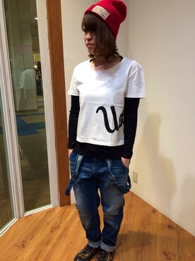 「TYPE BLUE（タイプブルー）のアイテム（サロペット/オーバーオール）」を使った、YUMIEさん（レディース・161cm）の春コーディネート