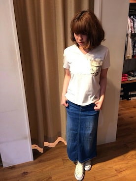 「TYPE BLUE（タイプブルー）のアイテム（スカート）」を使った、YUMIEさん（レディース・161cm）の春コーディネート