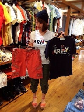 「TYPE BLUE（タイプブルー）のアイテム（Tシャツ/カットソー）」を使った、YUMIEさん（レディース・161cm）の春コーディネート