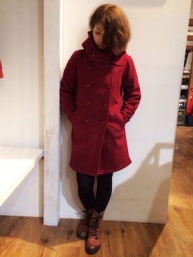 「AVIREX（アヴィレックス）のアイテム（ピーコート）」を使った、YUMIEさん（レディース・161cm）の冬コーディネート