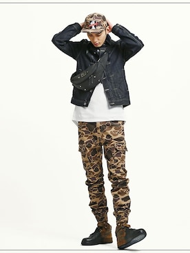 「アイテム（デニムジャケット）」を使った、romanticcrownさん（メンズ・185cm）の春コーディネート