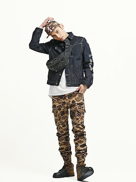 「アイテム（デニムジャケット）」を使った、romanticcrownさん（メンズ・185cm）の春コーディネート