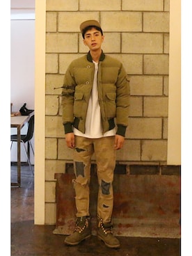 「khaki」｜「アイテム（その他）」を使った、romanticcrownさん（メンズ・185cm）の冬コーディネート