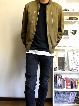 「アキコーデ」｜「アイテム（ブルゾン）」を使った、hideさん（メンズ・175cm）の秋コーディネート
