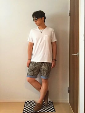 「DHOLIC（ディーホリック）のアイテム（モカシン/デッキシューズ）」を使った、Ｊさん（メンズ・175cm）の夏コーディネート