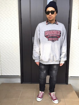 「スウェット×シャツ」｜Ｊさん（メンズ・175cm）の冬コーディネート