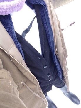 「アイテム（ネックウォーマー/スヌード、パープル系）」を使った、あさん（レディース・151cm）の冬コーディネート