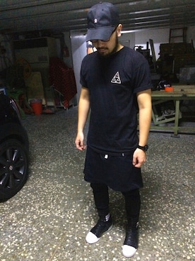 「Ionism（イオニズム）のアイテム（帽子）」を使った、Kato Liaoさん（メンズ・173cm）の夏コーディネート