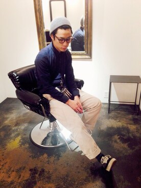 「A.P.C.（アーペーセー）のアイテム（ニットキャップ/ビーニー）」を使った、タダクマゴウさん（メンズ・172cm）の春コーディネート