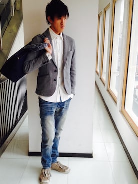 「HALB（ハルプ）のアイテム」を使った、中嶋淳樹さん（メンズ・180cm）の春コーディネート