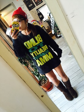 「reversal（リバーサル）のアイテム（帽子）」を使った、maricoさん（レディース・175cm）の冬コーディネート