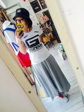 「reversal（リバーサル）のアイテム（帽子）」を使った、maricoさん（レディース・175cm）の夏コーディネート